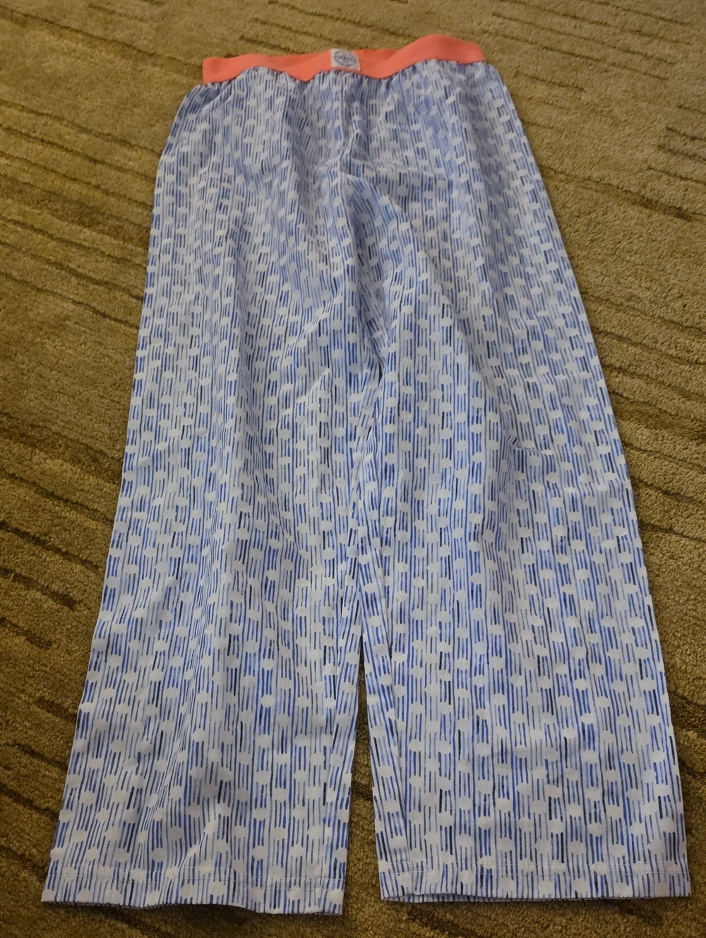 5/25 OshKosh B'gosh Light Blue Patterned Pj Pants with Coral Waistband Size 8